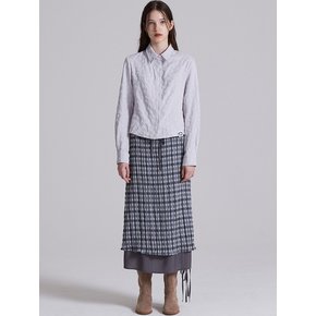 CHECK DOUBLE SKIRT IN GREY (레이어드 롱 스커트)