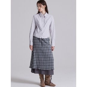 CHECK DOUBLE SKIRT IN GREY (레이어드 롱 스커트)