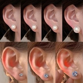 진주 귀찌 귀걸이 혼주 한복 이어링 원터치 미니 납작 왕진주 웨딩 10mm 8mm 6mm