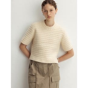 textured knit short sleeves (butter cream)