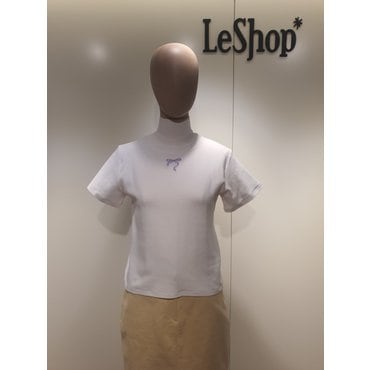 르샵 라운드넥  반팔 자수 크롭 박스핏 티셔츠 L2F26JTS020