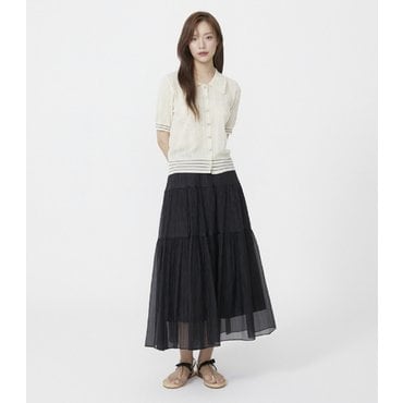 플라스틱아일랜드 시스루 티어드 롱 스커트 (PR2WS701)