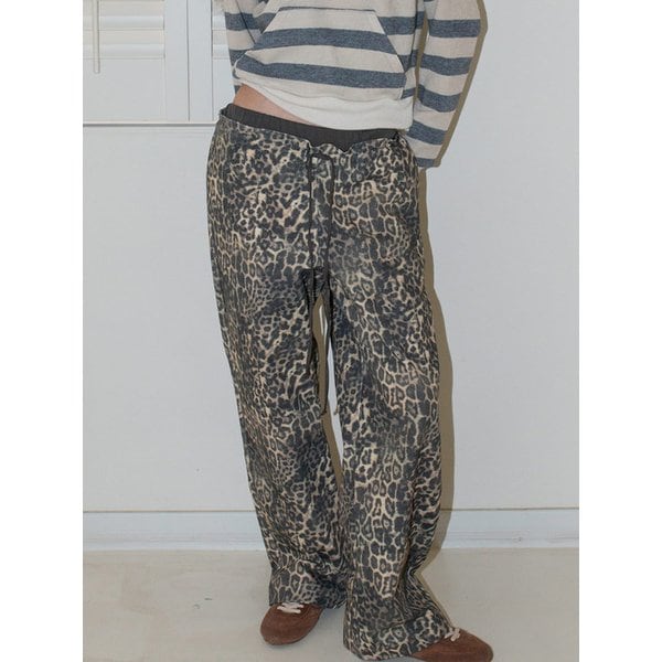 더블 레이어드 팬츠 - 레오파드