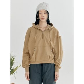 Curve Arm Half Hoodie (Beige)