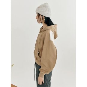 Curve Arm Half Hoodie (Beige)