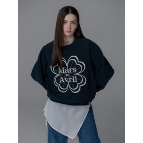 CLOVER NEEDLEWORK SWEATSHIRT_NAVY IVORY