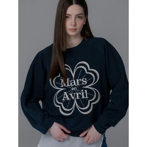 CLOVER NEEDLEWORK SWEATSHIRT_NAVY IVORY