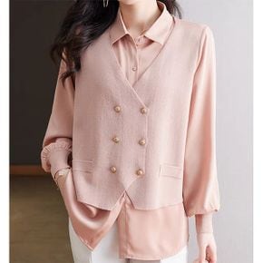 더블버튼 조끼가디건레이어드 블라우스 CB4A09_P369697355