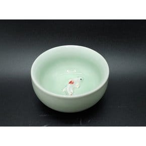 찻잔 차 물고기 문양 다기 다도 서예 문인화