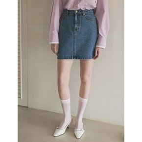 Basic mini denim skirt_Blue