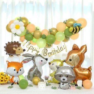 피앤비유니티 초록마을 동물 친구들 모여라 생일파티 풍선세트