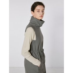 TOF SLEEVELESS TURTLE NECK DRESS  KHAKI