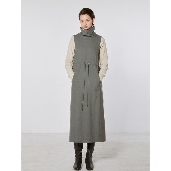 TOF SLEEVELESS TURTLE NECK DRESS  KHAKI