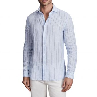 이스퀘어 4533313 Reiss Ruban Pinstripe Linen Button-Up Shirt