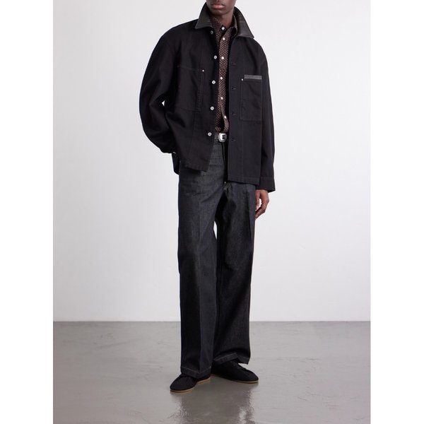 가죽 트리밍 데님 재킷 46376663162991214