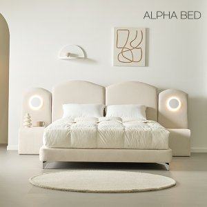 알파침대 블랑쉬 LED 패브릭 평상형 침대프레임 Q/K 공용