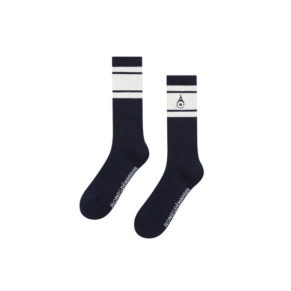 [남녀공용] 네이비 컬러블록 장목 양말