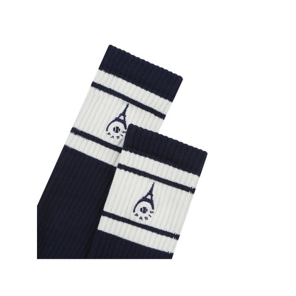 [남녀공용] 네이비 컬러블록 장목 양말