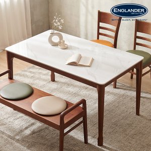 잉글랜더 메사 로이츠 통세라믹 고무나무 원목 4인용 식탁(의자 미포함)