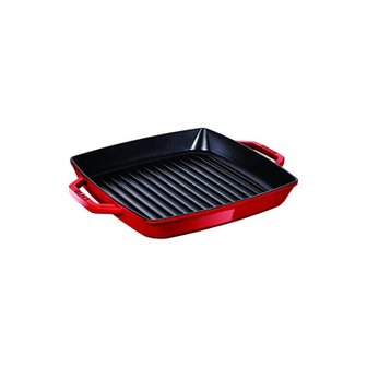  staub 스토우브 퓨어 그릴 스퀘어 체리 23cm 팬 양손 주물 호로우 IH 대