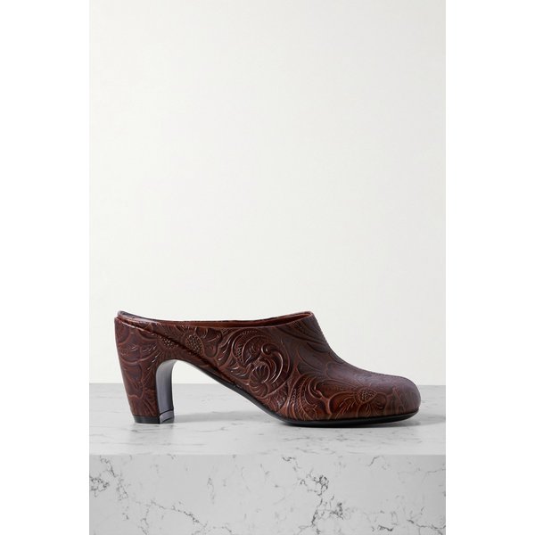 엠보스드 가죽 뮬 다크 브라운 46376663162958594