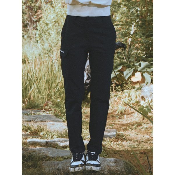 여성 나일론스트레치 약기모 슬림핏 팬츠 블랙