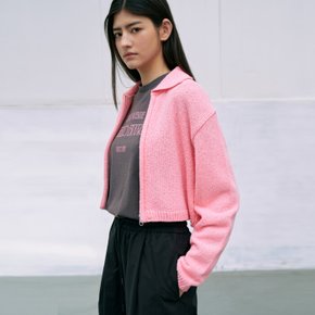 / 부클 지퍼 카라 집업 Penia Knit Zip up_PINK