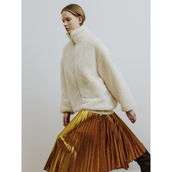 몰리올리 SOL Oversized Zip-up Faux Fur Anorak Jumper [Ivory]