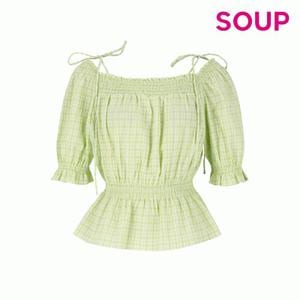 SOUP 스모킹 스퀘어넥 불륨체크 블라우스_SA6SS30SG