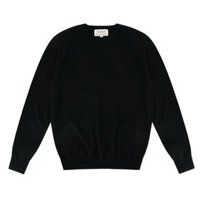 Wool soft round neck knit (Black)