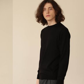 Wool soft round neck knit (Black)