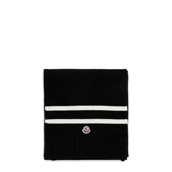 [부산점] 몽클레어 블랙 로고패치 울 캐시미어 머플러 3C00012 M1127 P90