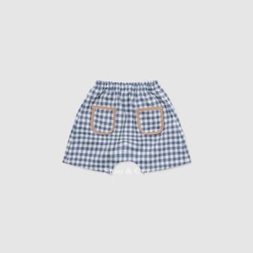 슈슈앤크라 mini 라프니스 체크 배기팬츠 ㅡ 블루