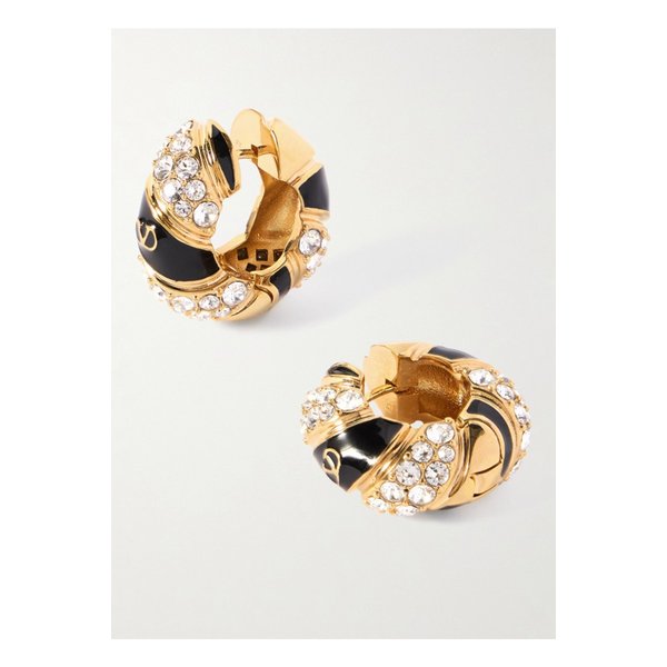 골드톤 크리스탈 에나멜 후프 귀걸이 1647597353595821