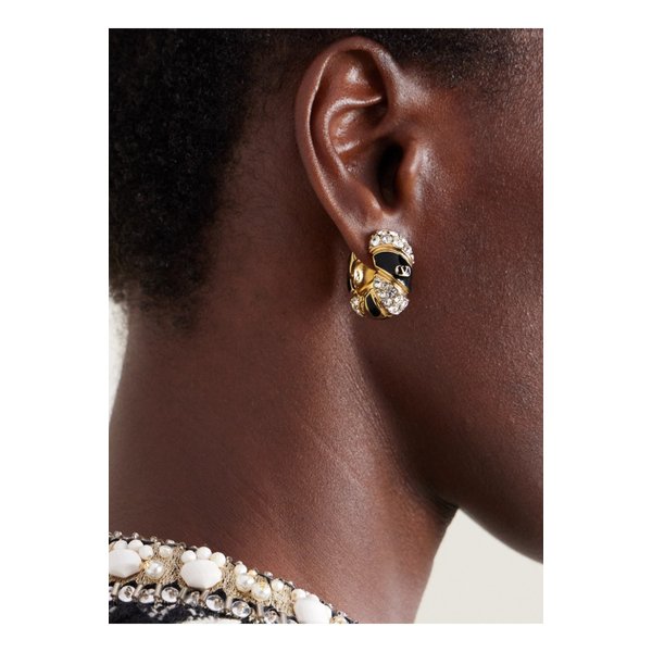 골드톤 크리스탈 에나멜 후프 귀걸이 1647597353595821