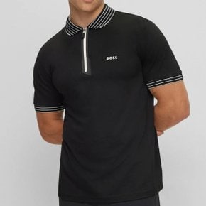 휴고보스 반팔 셔츠 집업 블랙 기능성 골프웨어 티셔츠 2022 Philix QZ Slim