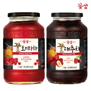  꽃샘 꿀 오미자차 1KG +꿀 대추차 1KG (과일청)