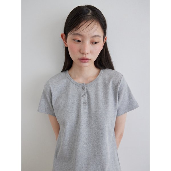 Henley Short Sleeve T-Shirt_GREY