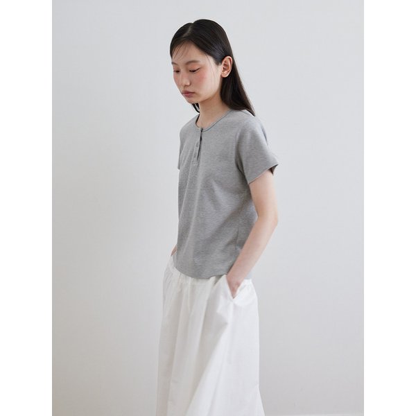 Henley Short Sleeve T-Shirt_GREY