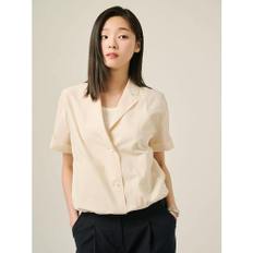 25SS 코튼 혼방 반소매 쇼트 재킷 - 아이보리 BF5411C060