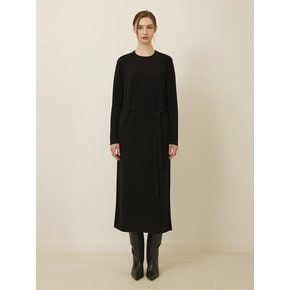 Cashmere Blend Belted Knit Dress Black