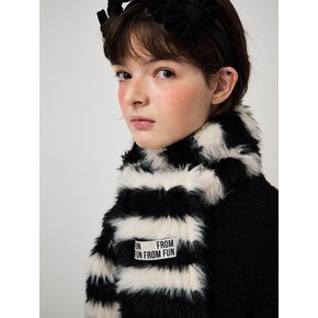 HAIRY KNIT MUFFLER, BLACK+IVORY