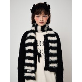 HAIRY KNIT MUFFLER, BLACK+IVORY