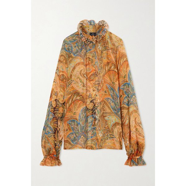 러플 페이즐리 실크 블라우스 46376663163022237