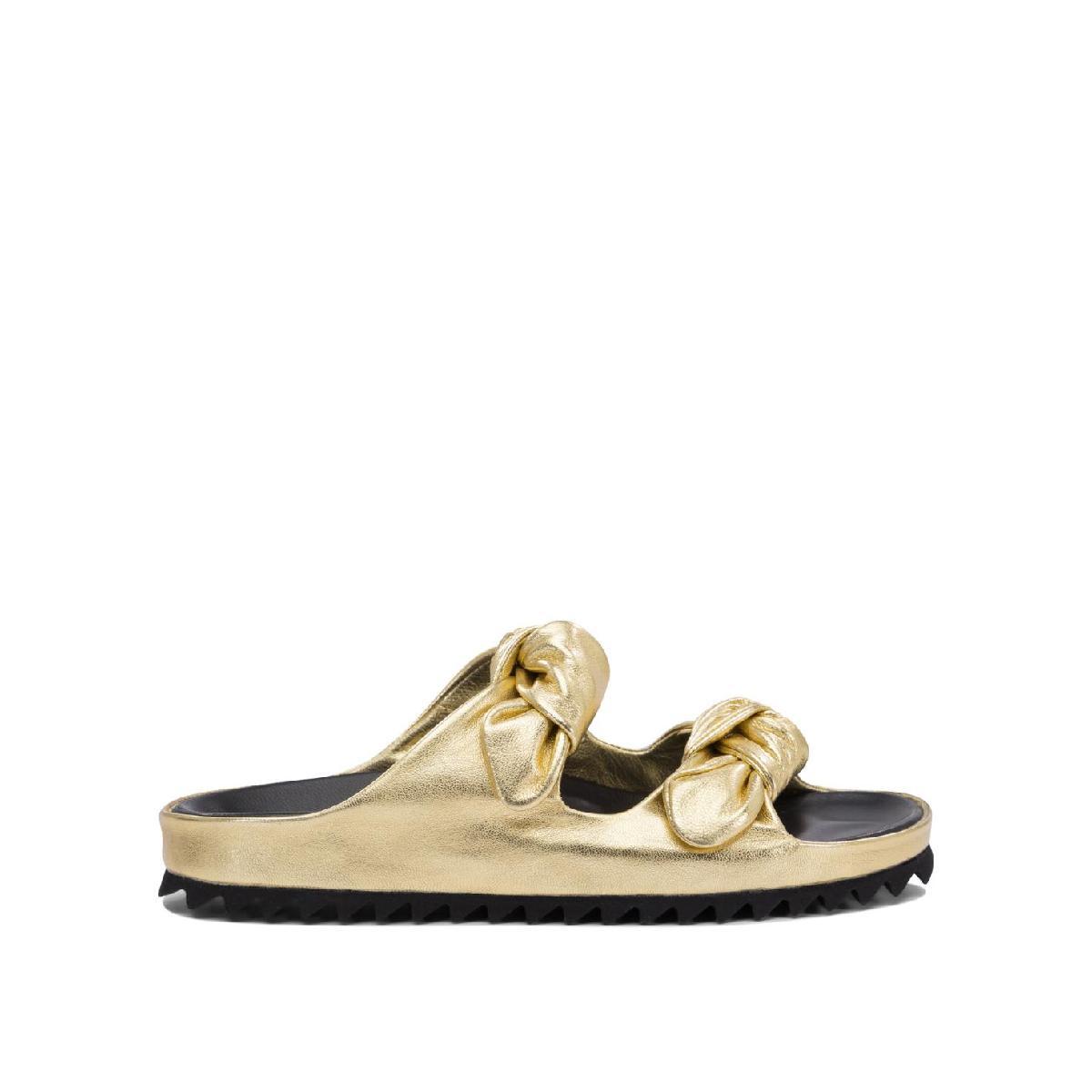 サンダル・ミュール OFFICINE CREATIVE SS25 Sandals (PELAGIE 010 MIRO STAR ORO) Womens Gold Leather Slide Sandals: PELAGIE 010 Oro