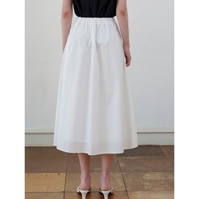 comos 1096 detachable pocket cotton shirring skirt (white)