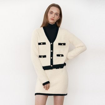 로라로라 TWEED KNIT CARDIGAN WHITE