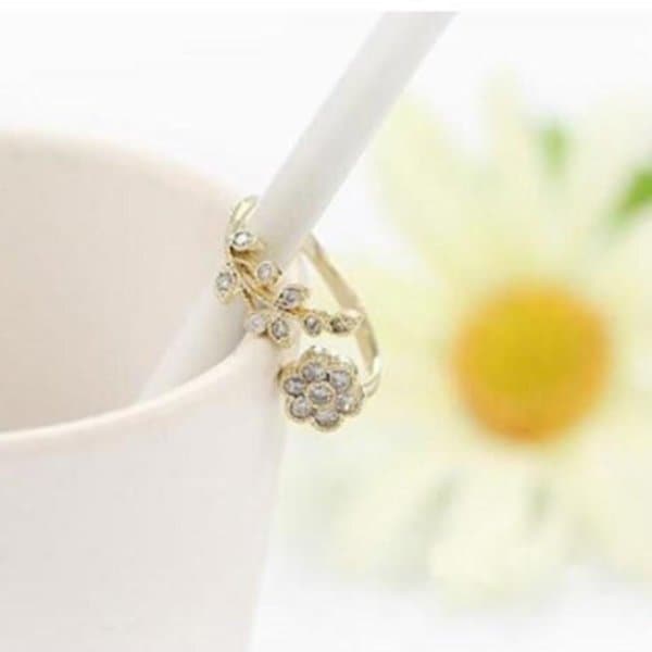 [옷자락] 여자 플라워 큐빅 프리사이즈 데일리 패션 반지