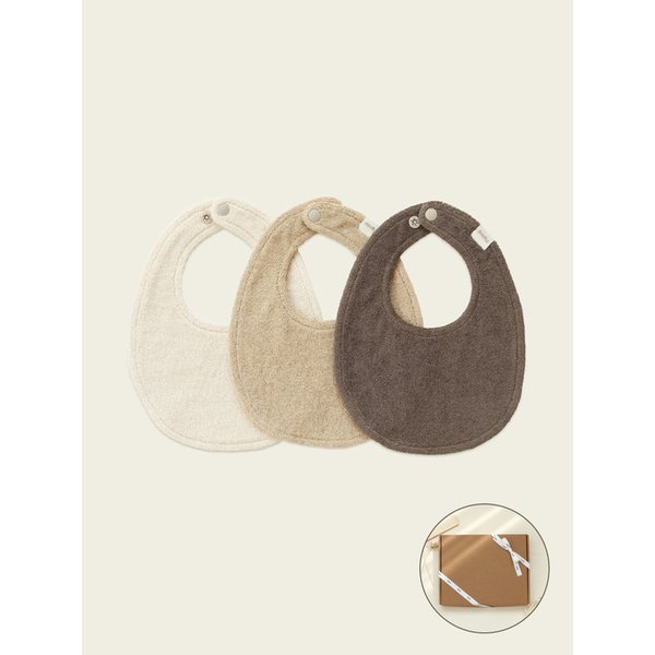 라운드 턱받이 양면 테리 거즈 빕 3종세트 / Bset 2size