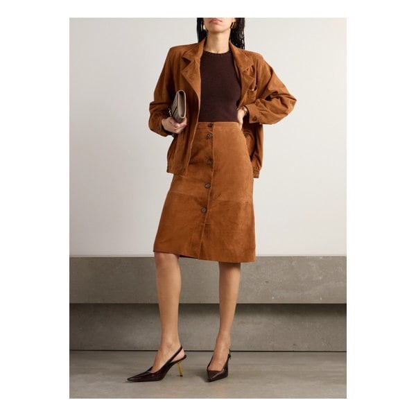 블레이즈밀라노 비바 아팔루사 패널 스웨이드 미디 스커트 브라운 1647597352062776